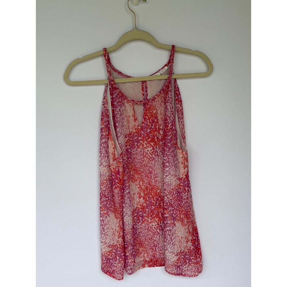 Violet + Claire Halter Top Womens XL Pink Orange Abstract Print Excellent Boho